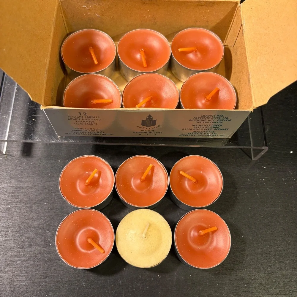 PartyLite Cinnamon Sienna Tealight Candles 12 Pack V0235 Vintage Made in USA